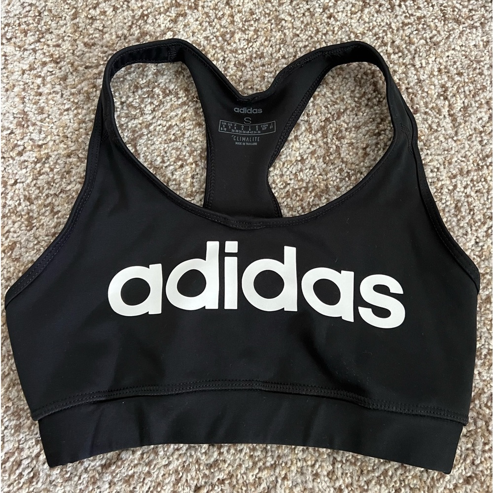 Black adidas sports bra, size small